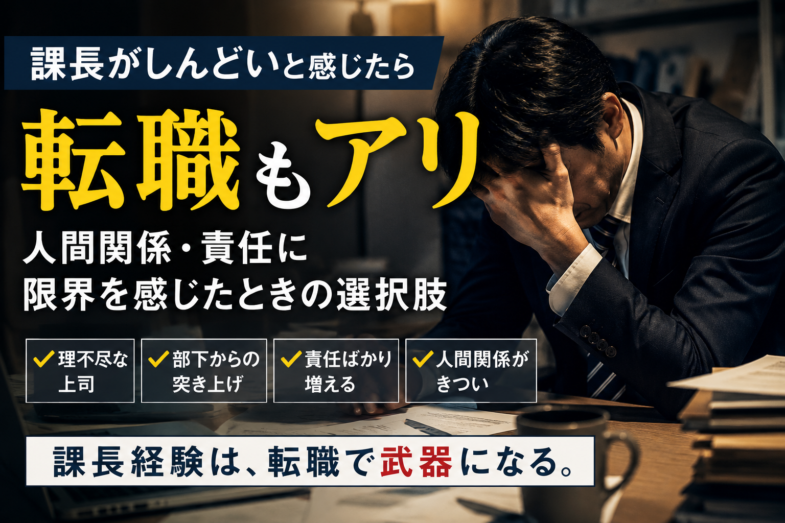 課長がしんどいと感じたら転職もアリ｜人間関係・責任に限界を感じたときの選択肢